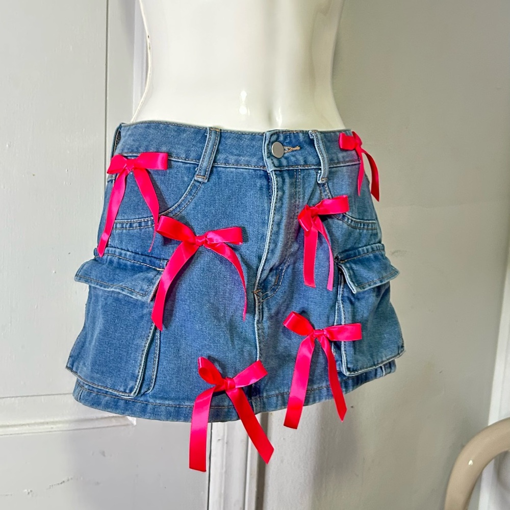 Denim Shorts with Pink bows